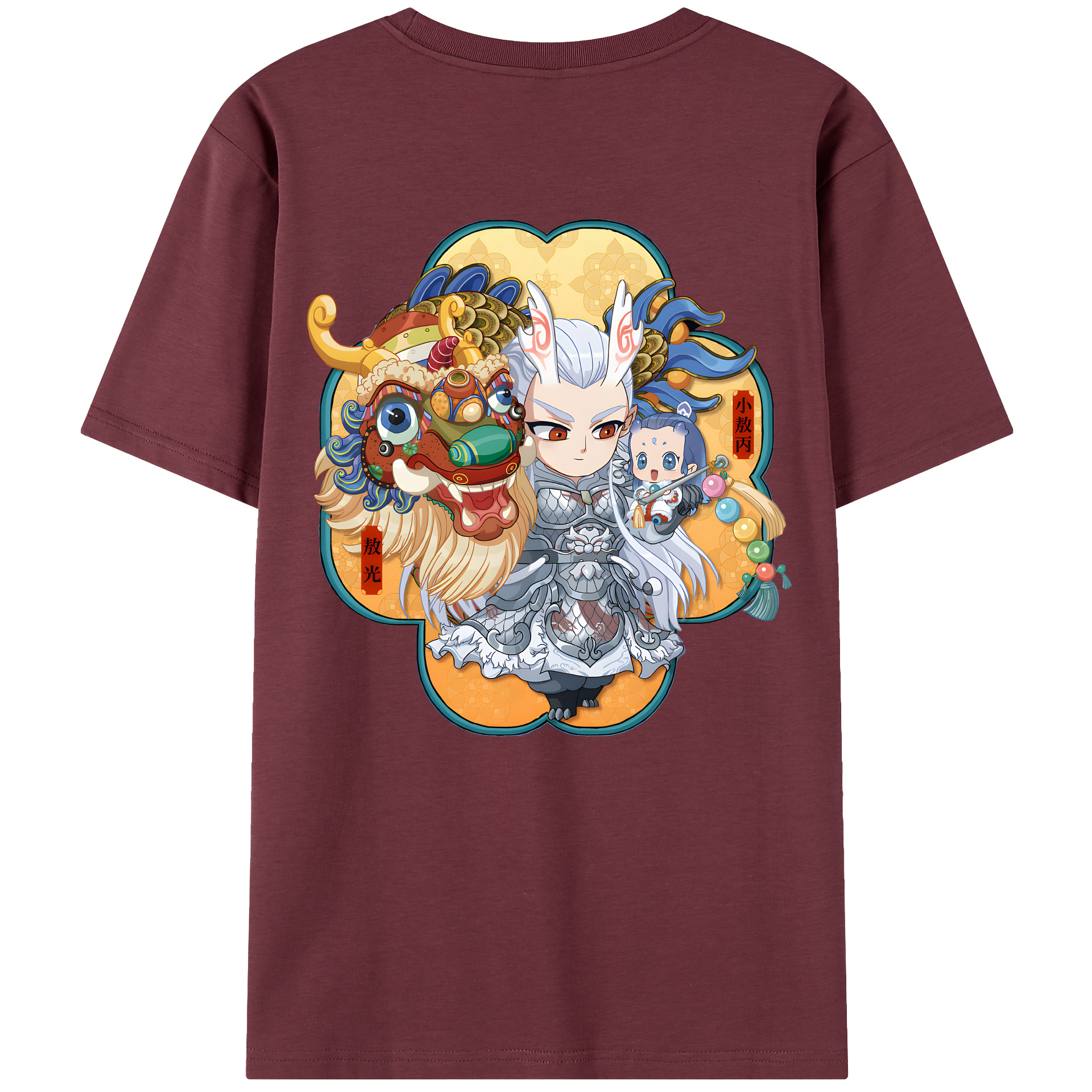 （画像用） Ne Zha 2 ナタ 魔童の大暴れ 綿100％半袖Tシャツ（背面プリント）
